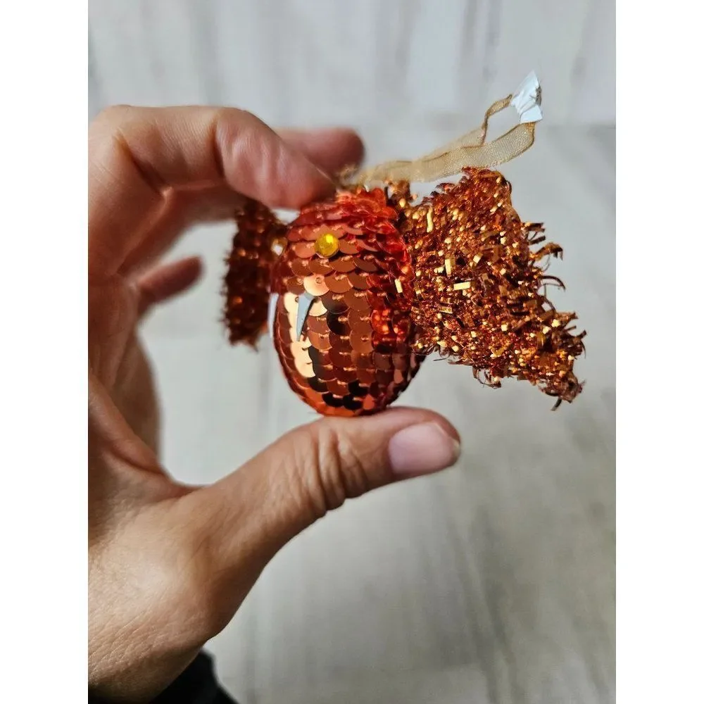 Pier 1 sequin bat Halloween ornament rare orange glitter tree‎ unique decor